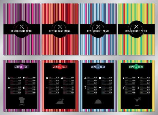 Restaurant Menu Template with Colorful Stripes