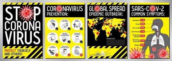 conjunto de carteles sobre la epidemia de coronavirus vector