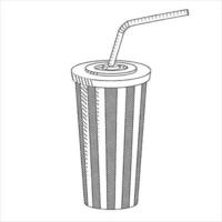 Soda With A Straw - Outline Illustration vector