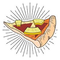 pizza hawaiana con ilustración de piña vector