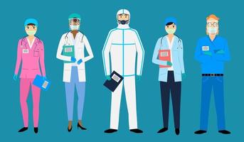 Medical Staff Illustration with Doctors and Nurses vector