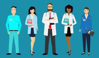 Medical Staff Illustration with Doctors and Nurses vector