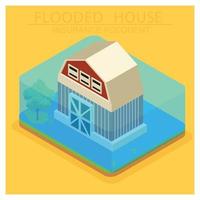 3D isometric house damage due to natural disaster. Vector Isometric Illustration Suitable for Diagrams, Infographics, And Other Graphic assets