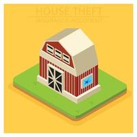 3D isometric house damage due to natural disaster. Vector Isometric Illustration Suitable for Diagrams, Infographics, And Other Graphic assets