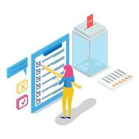 Modern Isometric Online survey concept with rating star bubble for application product services. Suitable for Diagrams, Infographics, Game Asset, And Other Graphic Related Assets vector