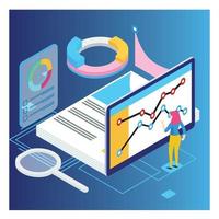 Modern Isometric Data Analysis Illustration, Web Banners, Suitable for Diagrams, Infographics, Book Illustration, Game Asset, And Other Graphic Related Assets vector