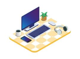 Isometric vector illustration Laptop with elements of infographics.. Isometric vector illustration. Laptop with elements of infographics.