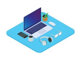 Isometric vector illustration Laptop with elements of infographics.. Isometric vector illustration. Laptop with elements of infographics.