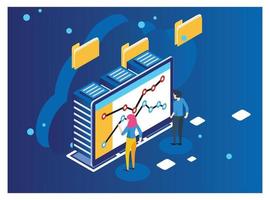 Modern Isometric Data Analysis Illustration, Web Banners, Suitable for Diagrams, Infographics, Book Illustration, Game Asset, And Other Graphic Related Assets vector