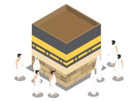 3D isometric Illustration of Tawaf, one part of Hajj, Vector Isometric Illustration Suitable for Diagrams, Infographics, And Other Graphic assets