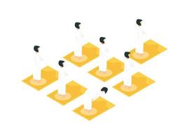 3D isometric carrying out the pillars of Islam praying in congregation. Vector Isometric Illustration Suitable for Diagrams, Infographics, And Other Graphic assets