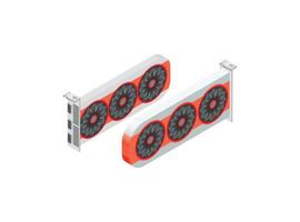 3d isometric Detailed video card. Graphics adapter GPU, Vector Isometric Illustration Suitable for Diagrams, Infographics, And Other Graphic assets