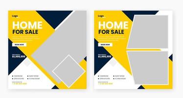 real estate home sale social media post template design vector