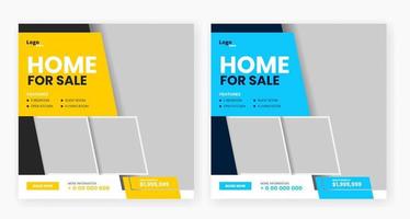 real estate home sale social media post template design vector