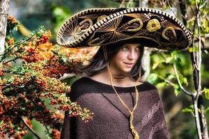 Mexican girl with sombrero photo