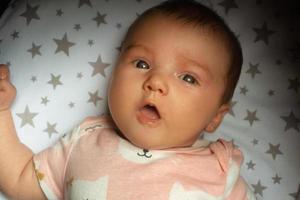 closeup portrait of a beautiful little baby girl photo