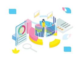 Modern Isometric Data Analysis Illustration, Web Banners, Suitable for Diagrams, Infographics, Book Illustration, Game Asset, And Other Graphic Related Assets vector