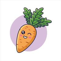 Cute Kawaii carrot cartoon icon illustration. Food vegitable flat icon concept isolated on white background. Carrot character, mascot in Doodle style. vector