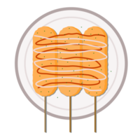 Korean corn dog illustration, cheesy and crunchy with Mozzarella and chili sauce. Theme food png