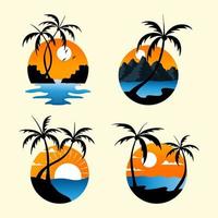 beach summer logo template design vector