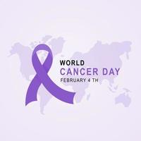 cinta del día mundial del cáncer de diseño plano. ilustración vectorial para el 4 de febrero del día mundial del cáncer con cinta y texto vector