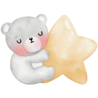 orso e stella acquerello illustrazione png