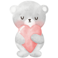 Cute bear and heart png