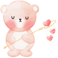 Cute bear and heart png