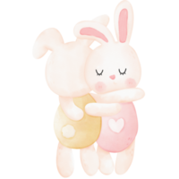 Bunny couple hugging png