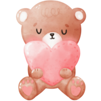 Cute bear and heart png