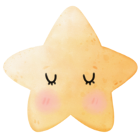 sleeping star watercolor illustration png