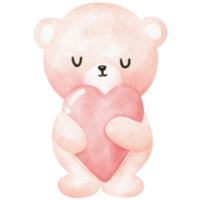 Cute bear and heart png