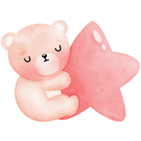 Bear and star watercolor illustration png