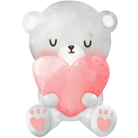 Cute bear and heart png