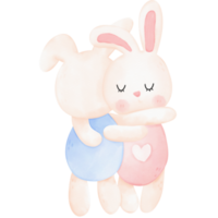 Bunny couple hugging png