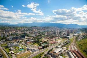 city landscape with moutains photo