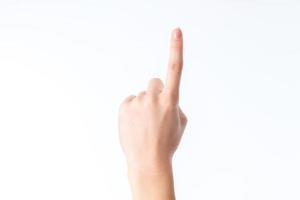 gesture with raised up one finger photo