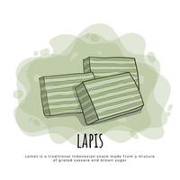 Lapis cake in cartoon design is cake usually consists of two colors that are layered vector