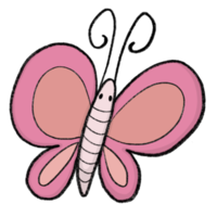 Butterfly - Cartoon pencil draw style of animal and plant in the garden pencil draw png
