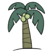 Coconut tree - Cartoon pencil draw style of animal and plant in the garden pencil draw