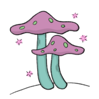 Mushroom - Cartoon pencil draw style of animal and plant in the garden pencil draw