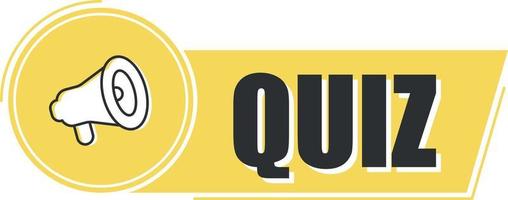 Megaphone with quiz text on yellow background. Megaphone banner. Web design. vector