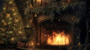 Fireplace and Christmas decorations video