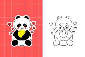 página para colorear de la familia panda para niños pequeños vector