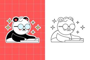 colouring page of panda family for toddler vector