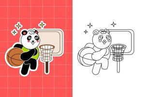 página para colorear de la familia panda para niños pequeños vector