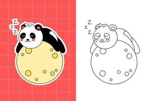 página para colorear de la familia panda para niños pequeños vector