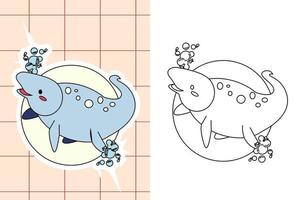 dinosaur colouring page and sticker for toddler vector