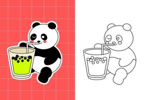 página para colorear de la familia panda para niños pequeños vector