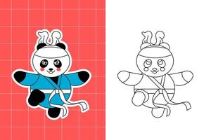 colouring page of panda family for toddler vector